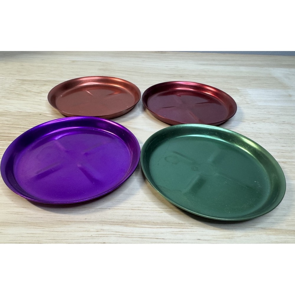 MCM Coasters Colorful Fun Metal‎ Retro Trinket Dishes Mid-Century Set of 4